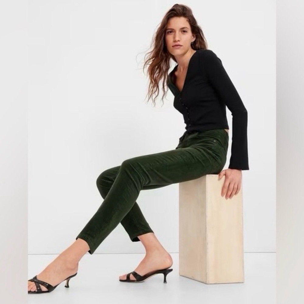 GAP Women's Vintage Slim High Rise Green Corduroy Pants 27/4T